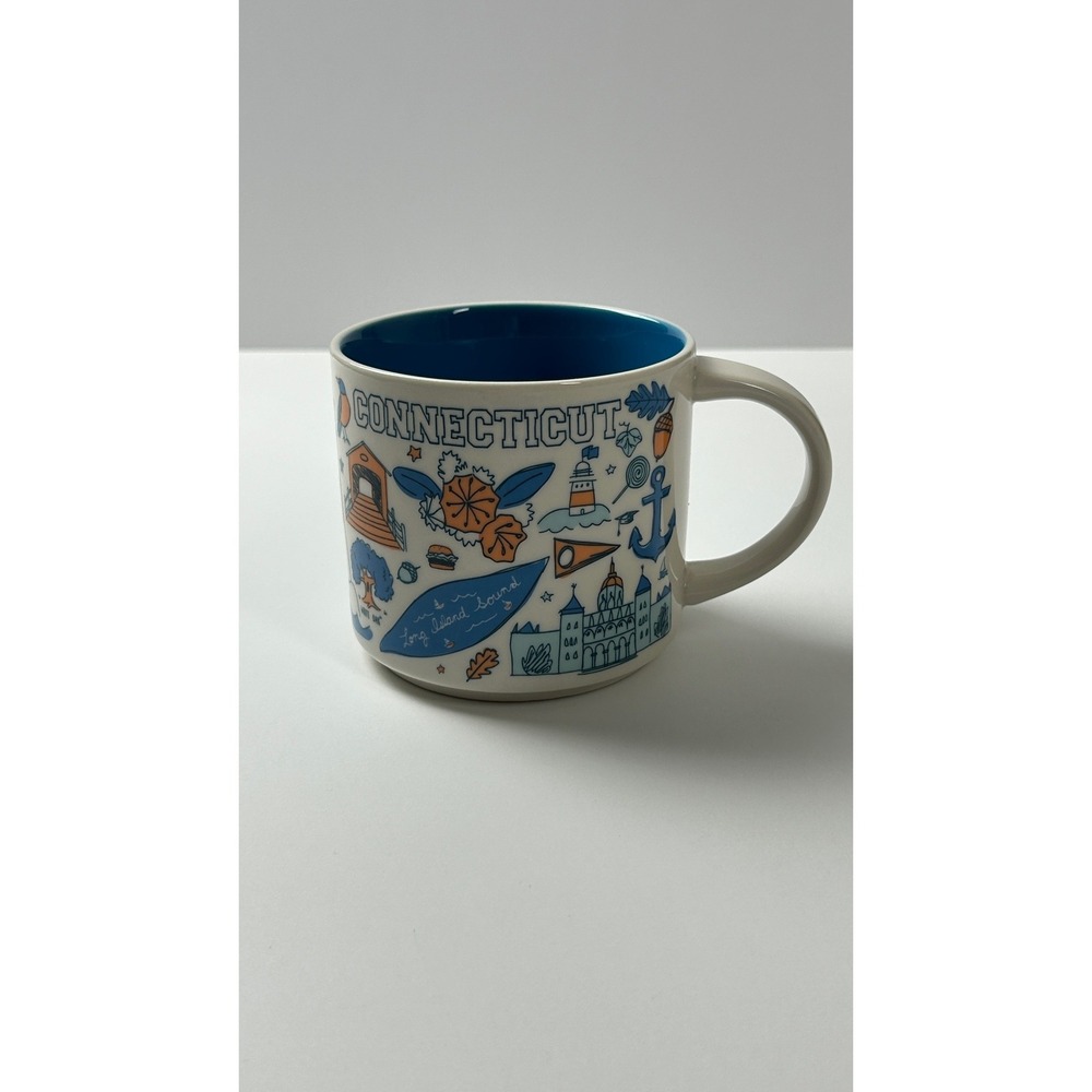Starbucks Connecticut Mug 2019 Been There Series 14oz Blue Orange Coffee Cup